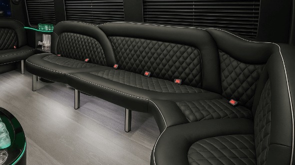 Interior of Savannah Party Bus Company's 14 Passenger Sprinter Limousine in Savannah