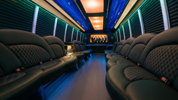 Interior of Mount Pleasant Party Bus Company's 50 Passenger Party Bus in Mount Pleasant