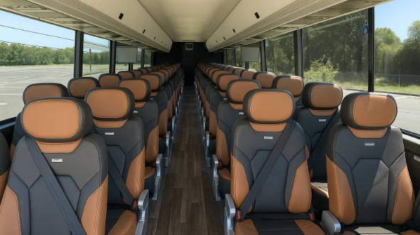 Interior of Savannah Party Bus Company's 51 Passenger Charter Bus in Savannah