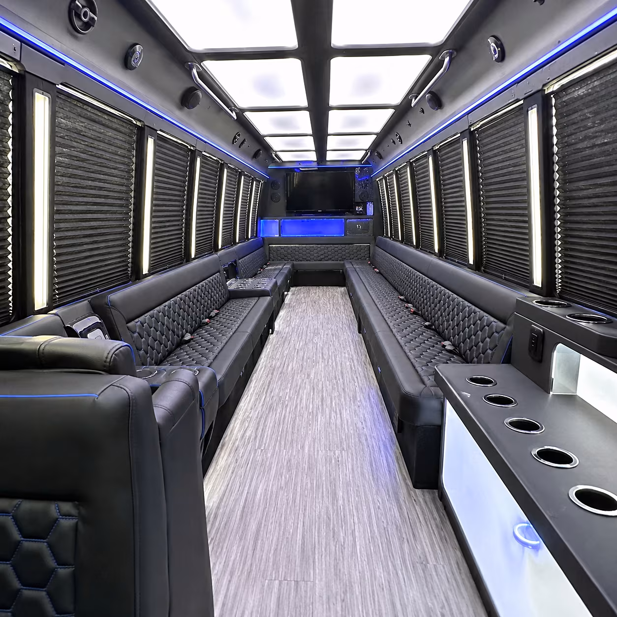 Savannah Birthday, Sweet 16, & Quinceañera Transportation party bus interior